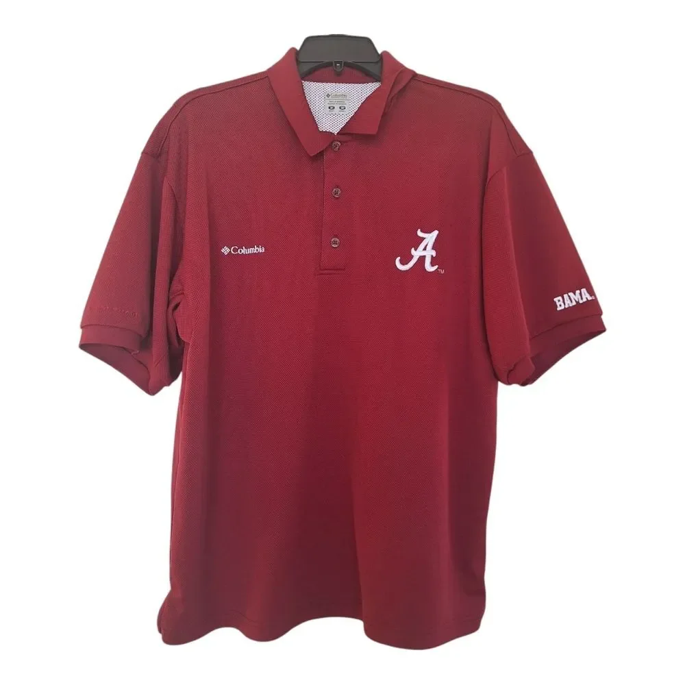 Columbia Red Polo PFG Fishing Shirt Golf Omni Shade Alabama Crimson Tide Men's M